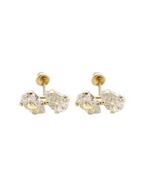 Broqueles de gota Lenna de oro con acabado brillante zirconia