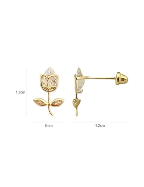 Broqueles de flor Lenna de oro con acabado brillante zirconia