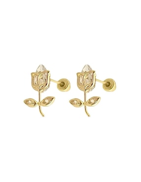 Broqueles de flor Lenna de oro con acabado brillante zirconia
