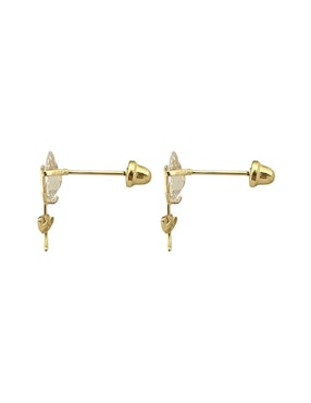 Broqueles de flor Lenna de oro con acabado brillante zirconia