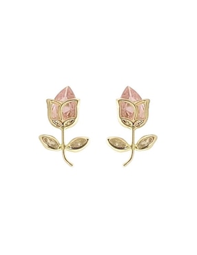 Broqueles de flor Lenna de oro con acabado brillante zirconia