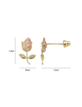 Broqueles de flor Lenna de oro con acabado brillante zirconia