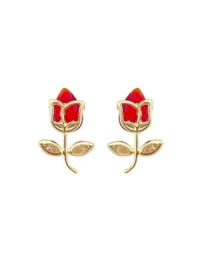 Broqueles de flor Lenna de oro con acabado brillante zirconia