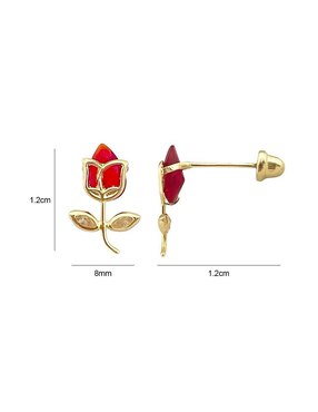 Broqueles de flor Lenna de oro con acabado brillante zirconia