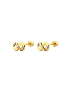 Broqueles de infinito Lenna de oro con acabado brillante zirconia