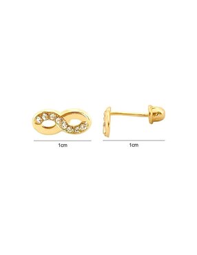 Broqueles de infinito Lenna de oro con acabado brillante zirconia