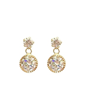 Aretes redondos Lenna de oro con acabado brillante zirconia