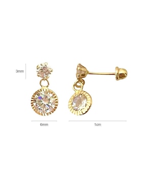 Aretes redondos Lenna de oro con acabado brillante zirconia