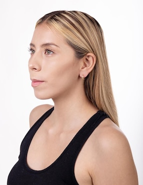 Aretes redondos Lenna de oro con acabado brillante zirconia
