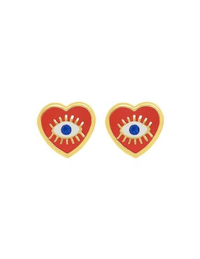 Broqueles de corazón Lenna de oro con acabado esmaltado