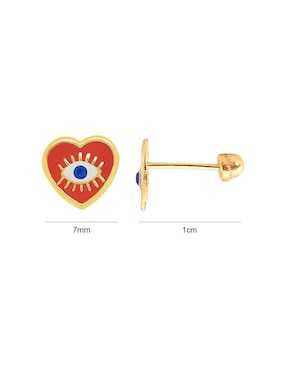 Broqueles de corazón Lenna de oro con acabado esmaltado