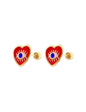 Broqueles de corazón Lenna de oro con acabado esmaltado