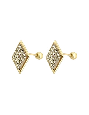 Broqueles de rombo Lenna de oro con acabado brillante zirconia