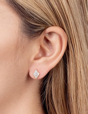 Broqueles de rombo Lenna de oro con acabado brillante zirconia