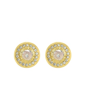 Broqueles redondos Lenna de oro con acabado brillante zirconia