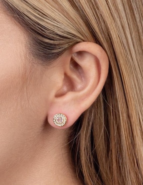 Broqueles redondos Lenna de oro con acabado brillante zirconia