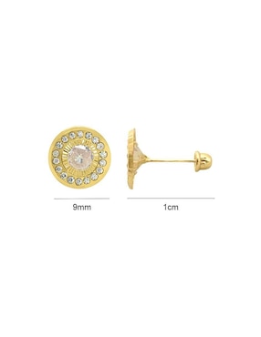 Broqueles redondos Lenna de oro con acabado brillante zirconia