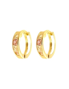 Aretes redondos Lenna de oro con acabado brillante zirconia
