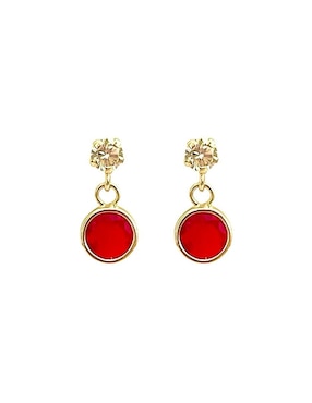 Aretes redondos Lenna de oro con acabado brillante zirconia