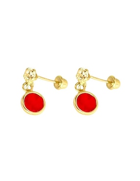 Aretes redondos Lenna de oro con acabado brillante zirconia
