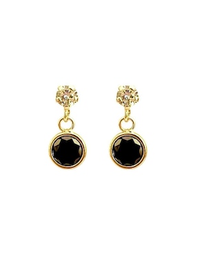 Aretes redondos Lenna de oro con acabado brillante zirconia