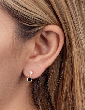 Aretes redondos Lenna de oro con acabado brillante zirconia