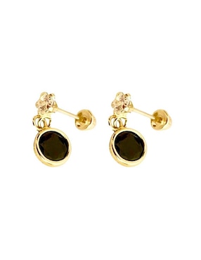 Aretes redondos Lenna de oro con acabado brillante zirconia