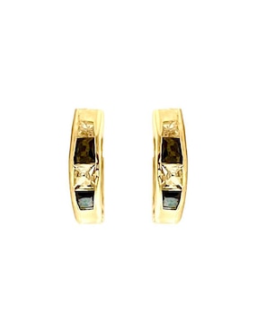 Aretes redondos Lenna de oro 14 K con acabado brillante zirconia