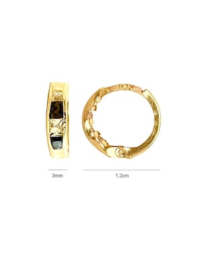 Aretes redondos Lenna de oro 14 K con acabado brillante zirconia