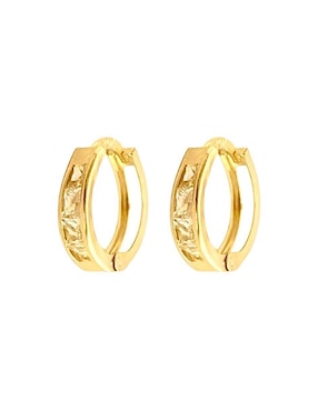 Aretes redondos Lenna de oro con acabado brillante zirconia
