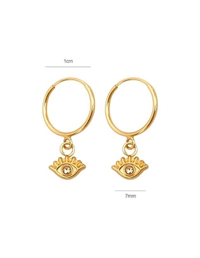 Arracadas de ojo turco Lenna de oro con acabado brillante zirconia