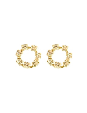 Broqueles circulares Lenna de oro con acabado brillante zirconia
