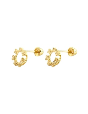 Broqueles circulares Lenna de oro con acabado brillante zirconia