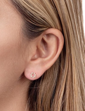 Broqueles circulares Lenna de oro con acabado brillante zirconia