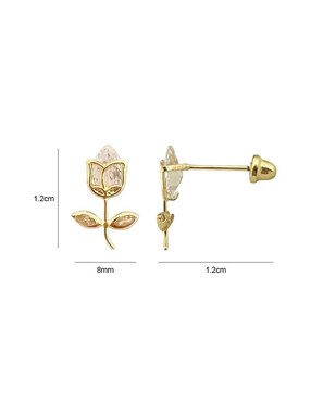 Broqueles de flor Lenna de oro con acabado brillante zirconia