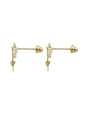 Broqueles de flor Lenna de oro con acabado brillante zirconia