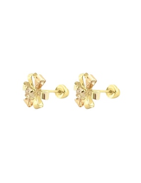 Broqueles de flor Lenna de oro con acabado brillante zirconia