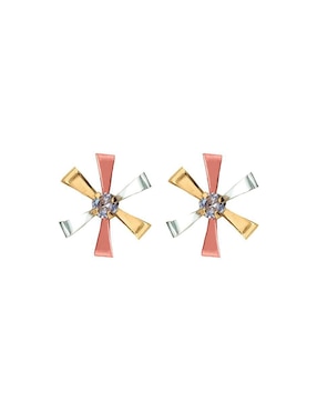 Broqueles de flor Lenna de oro con acabado brillante zirconia