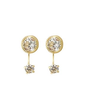 Aretes redondos Lenna de oro con acabado brillante zirconia