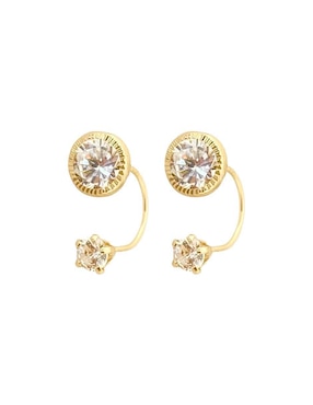 Aretes redondos Lenna de oro con acabado brillante zirconia