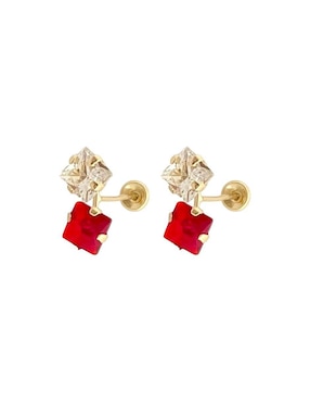 Broqueles de rombo Lenna de oro con acabado brillante zirconia