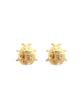 Broqueles de catarina Lenna de oro con acabado brillante zirconia