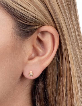 Broqueles de catarina Lenna de oro con acabado brillante zirconia