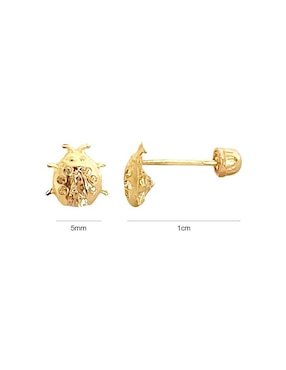 Broqueles de catarina Lenna de oro con acabado brillante zirconia