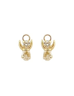 Broqueles de alas Angel Lenna de oro con acabado brillante zirconia
