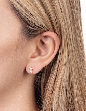 Broqueles de alas Angel Lenna de oro con acabado brillante zirconia