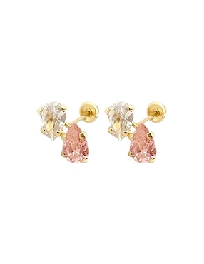 Broqueles de gota Lenna de oro con acabado brillante zirconia