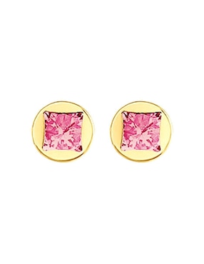 Broqueles redondos Lenna de oro con acabado brillante zirconia