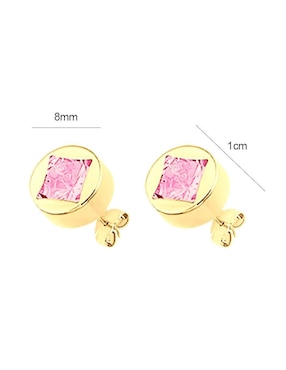 Broqueles redondos Lenna de oro con acabado brillante zirconia