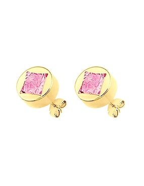 Broqueles redondos Lenna de oro con acabado brillante zirconia
